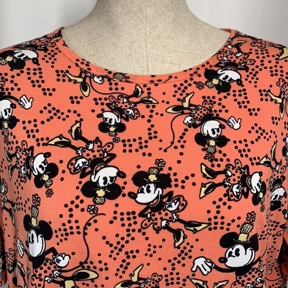 LuLaroe Irma Tunic Minnie Mouse Lic. Disney-Peach/Black/White, Sz XXS - Picture 2 of 9